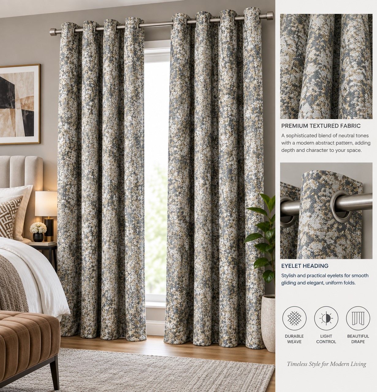 Custom-made curtains installed in a Nairobi living room with layered sheers